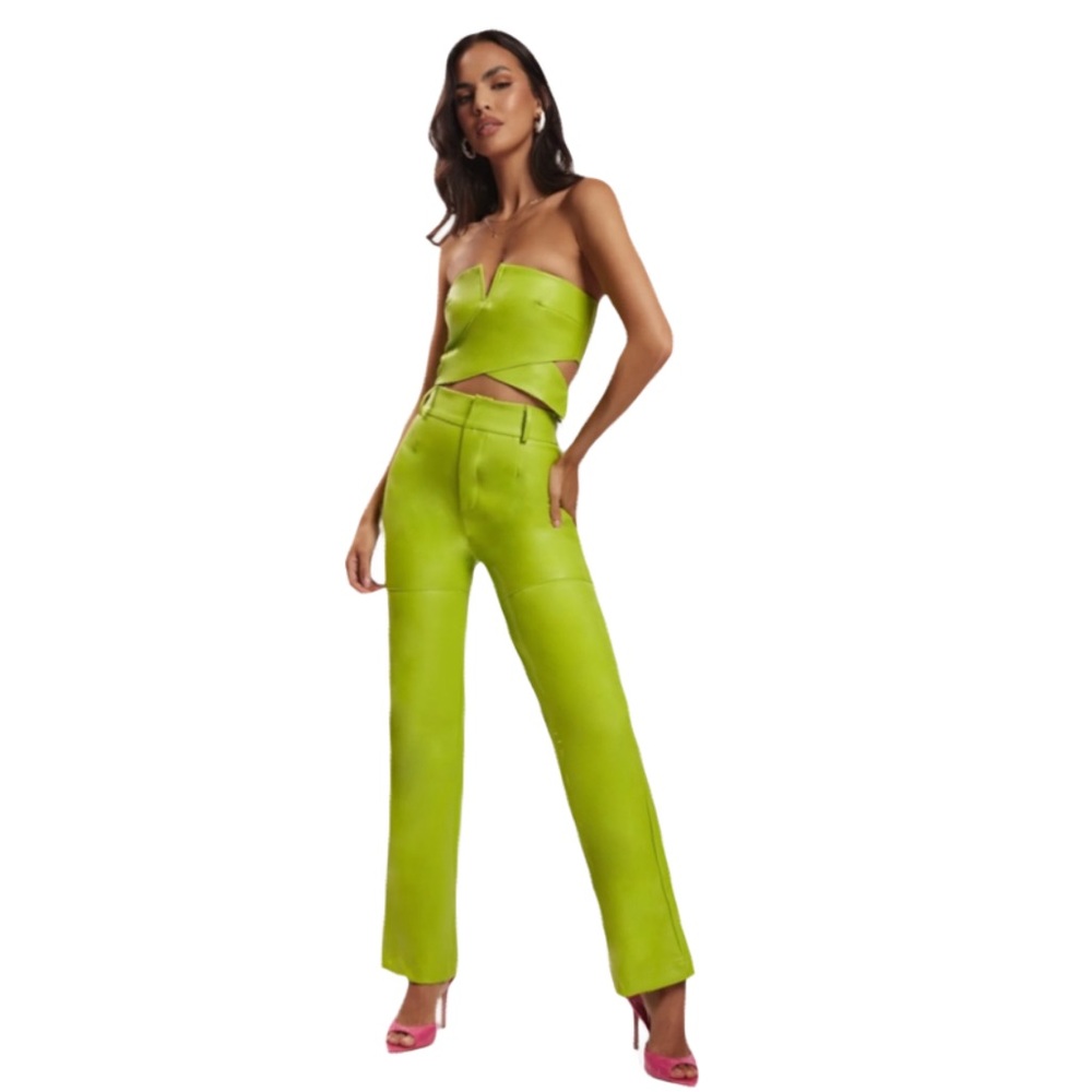 Meshki 2-Pc Sz Small Green Crop Top worn Em­ma Her­nan as in Sell­ing Sun­set - Picture 2 of 16